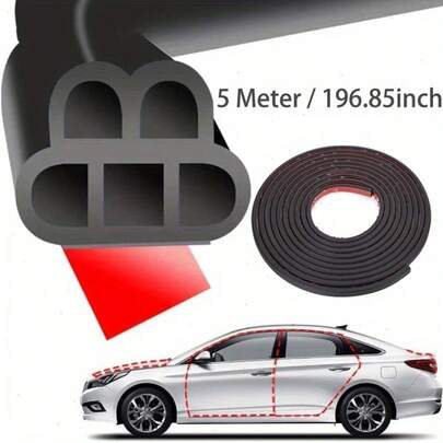 Dải gioăng cao su 5m, hai lớp, 5 lỗ, tự dính, chống thấm nước và cách âm, dùng cho cửa xe hơi.