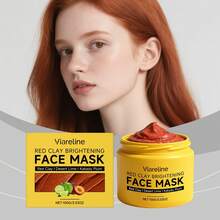 100g Mascarilla facial de arcilla roja iluminadora, hidrata y nutre profundamente, previene la sequedad, suaviza y aclara la piel - Arcilla roja - Ver 2