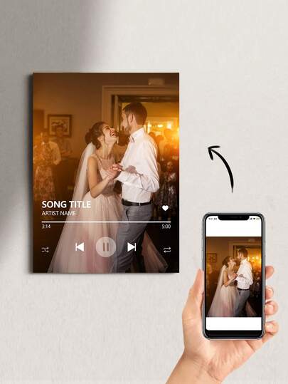 1pc Customized Wedding Song Poster Photo Canvas Painting, Personalized Photo Wall Art, Home Decor, Couple Unique Gift, First Dance Song Art, Handmade Distinctive Indoor Decor, Anniversary Music Poster Gift, Ideal Gift For Friends Or Family, Mother's Day Gift