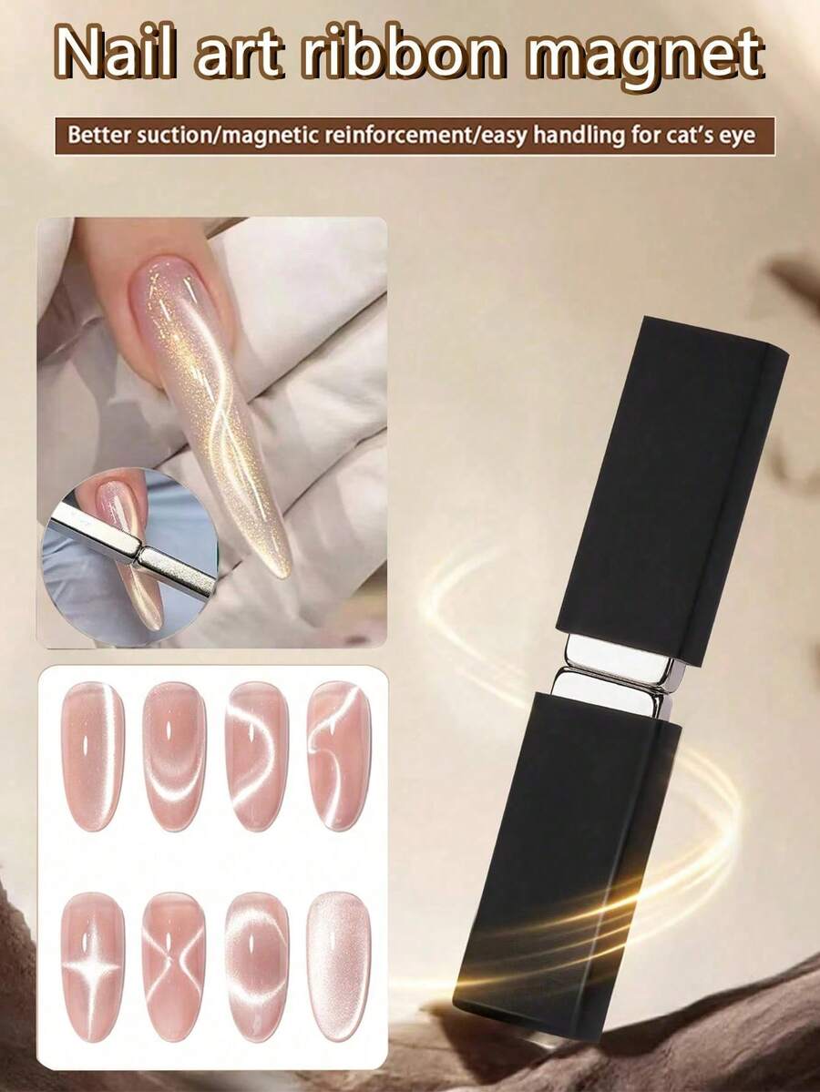 2er-Set - Brandneue Nagelkunst-Bandmagnete mit Schutzhüllen. Diese strapazierfähigen, hochfesten Magnetwerkzeuge sind speziell für die Erstellung von "Katzenauge"-Gelnagel-Effekten entwickelt. Sie ermöglichen Ihnen mühelos atemberaubende, bandähnliche Licht- und Schattendesigns auf Ihren Nägeln zu erzielen, was sie zu einer Spitzenauswahl für professionelle Nagelkunst-Zubehör und -Werkzeuge macht. Ideal für DIY-Acrylnagelverlängerungen, macht dieses Set ein hervorragendes Geschenk für jede Frau, die Schönheit und Nagelkunst liebt.