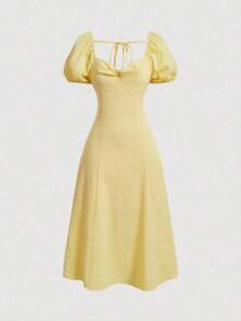 MOD Women's Summer Sweet Bubble Sleeve Princess Style Dress, Wedding Guest Dress - 綠色 - 查看 6