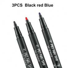 3/4/16pcs Fine Tip Permanent Marker Pens – Bright Colors (Black, Blue, Red, Green) For DIY Painting, Drawing, And Design - Round - View 5