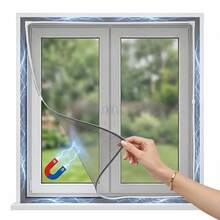 Adjustable Magnetic Fly Screen Window, Insect Mesh With Full Frame, 120*130cm/120*190cm/130*150cm/150*180cm, Tear-Resistant Mosquito Net For All Windows Easy Installation - White 120*130cm - View 1