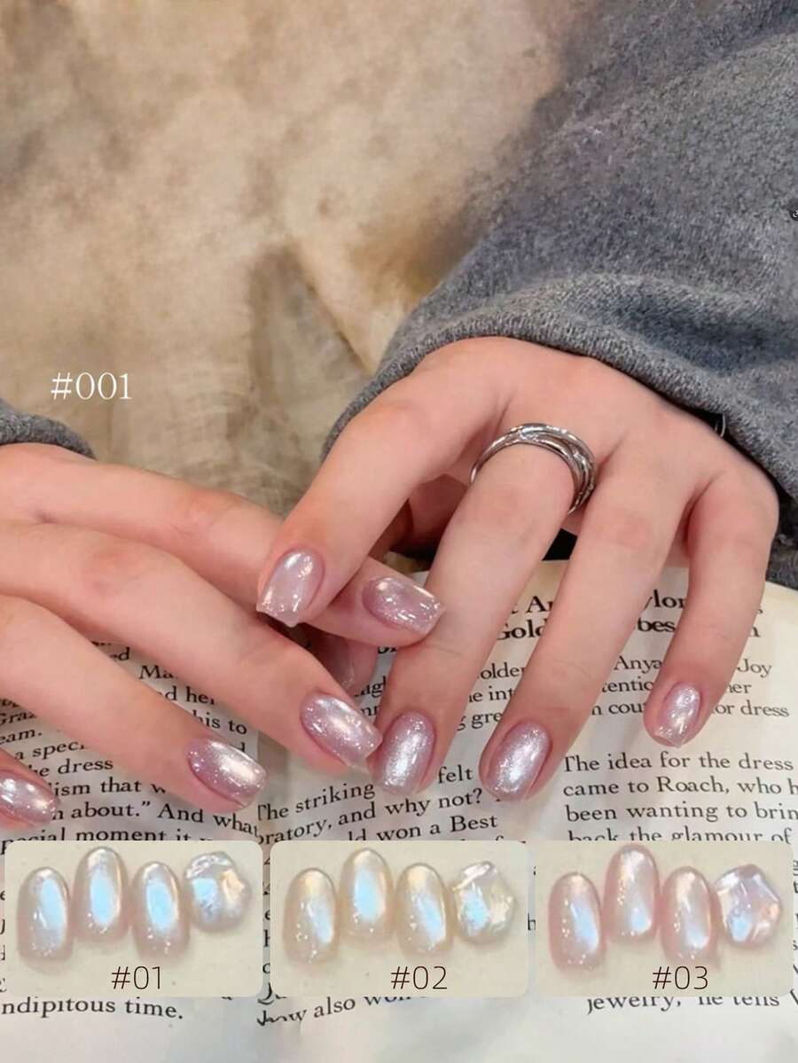 MIANEL Esmalte de uñas en gel con efecto ojo de gato de bola de cristal de 10ml, nuevo para 2026, esmalte de uñas ojo de gato blanqueador adecuado para los dedos de los pies, manicura con lámpara UV, rosa y blanco, arte de uñas de invierno, uso en salón