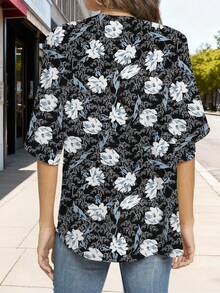 Funlingo Women's Summer Tops Short Sleeve Casual Shirts V Neck Chiffon Dressy Blouse Tops Designed In A Dressy Casual Style And Tailored To Look Good On All Body Types - 05_白百合 - 查看 3