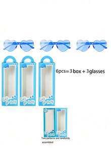 12pcs/6pcs Blue Party Gift Boxes, Frameless Heart Shape, Bright Blue Gift Candy Bags, Cute Cartoon Sticker Candy Bags, Blue Birthday Bachelorette Party Decor, Suitable For Ladies, Bridal Party Favors, Perfect For Pool Party, Beach Party, Summer Party, Birthday Party (2pcs/Set = 1 Gift Box + 1 Pair) - Blue - View 14