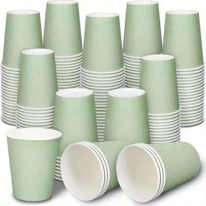 100/50/40/30/25/20/15/10/5 chiếc cốc giấy màu xanh lá cây 9oz (khoảng 237ml), cốc cà phê, cốc nước, cốc đồ uống, cốc sữa, cốc nước ép, thích hợp cho đồ uống nóng hoặc lạnh, cốc giấy trắng đựng cà phê nóng, thích hợp cho nước, nước ép hoặc trà, văn phòng, tiệc tùng, dã ngoại, du lịch và sự kiện.