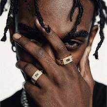 Hip Hop Rapper 5A+ CZ Stone Paved Bling Ice Out Cuban Chain Logo Finger Rings For Men Jewelry Golden Color Drop Shipping - 金色 - 查看 6