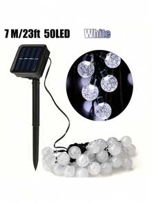 1串防水太阳能LED灯串，20/50/100颗灯泡，5米/7米/12米长，8种灯光模式，水晶球太阳能仙女灯，适用于户外庭院派对装饰、春夏秋季家居及户外装饰、户外露营烧烤、婚礼装饰、母亲节父亲节礼物 - 彩色 - 查看 20