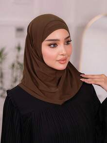 1pc Hijab Cap, Women's Middle Eastern Arabic Dubai Turkey Solid Color Classic Minimalist Casual Elegant Humble Modal Silk-Like Soft Breathable Comfortable Long Brim 2-In-1 Scarf Turban Jersey Hijab, Suitable For Daily Life, Festivals, Gatherings, Worship, Beach, Holiday, Travel Essential - Multicolor - View 15