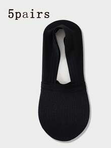 5双装女士超薄隐形无痕袜，透气网眼防滑后跟带衬里袜，适用于平底鞋、高跟鞋和乐福鞋的隐形鞋套 - 彩色 - 查看 9