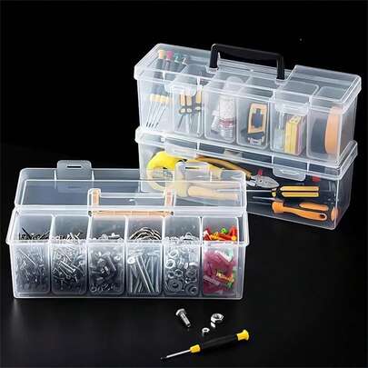 7 Stück (6 kleine Boxen + 1 große Box) Werkzeug-Teile Aufbewahrungsbox, Multi-Fach tragbare transparente Werkzeug-Aufbewahrungsbox, Zuhause Schrauben, Schraubenschlüssel, Hardware-Teile Organizer Box, Spielzeug Aufbewahrungsbox, tragbare geteilte Organizer Box