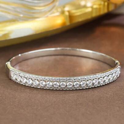 1 pieza Pulsera de plata S925, adecuada para eventos formales y salones de arte, brillante pero elegante; se puede regalar a amigas y familiares femeninas en el Día de la Madre o aniversario, exquisita y lujosa, que coincide con la estética de alta gama europea y americana para uso diario.