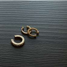 Set de 3 piezas de pendientes de oreja con cristales de imitación dorados vintage elegantes (para mujeres) - Dorado - Ver 4