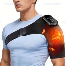 FEETLIST Wireless Heated Shoulder Vibration Massager For Office Workers, With LED Display, 3 Heat & 3 Vibration Levels, Rechargeable Wrap For Shoulder, Ideal Gift For Elderly Home Warmth - Black - View 1