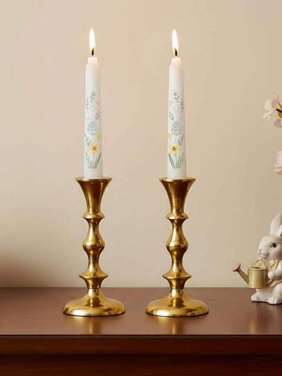 Gold Candlestick, Decorative Centerpiece, Tabletop Candlestick, Suitable For Cone Candles, Home Decor, Easter Candlestick, Suitable For Dinner Parties And Wedding Decorations.