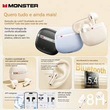 Monster Q11 True Wireless Earbuds, Semi-In-Ear Design, Bluetooth 5.4, 30H Playtime, HD Sound, Low Latency for Music & Gaming – Black - 查看 10