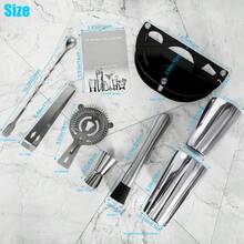 Set de 8 piezas de herramientas de barman para cócteles - Incluye coctelera, dosificador, colador, machacador, cuchara, libro de recetas - Ver 6