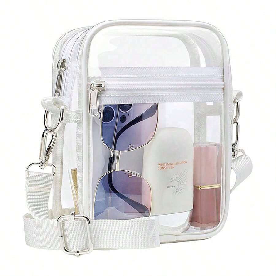 Clear Crossbody Bag, Approved For Stadiums, Suitable For Concerts, Sports Events, PVC Material , Beach, Beach Bags, Summer Outfits - 彩色 - 查看 1