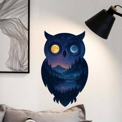Hình dán vinyl hình bóng cú đêm - Thiết kế hoạt hình động vật, bề mặt mờ, tự dính, thích hợp cho ô tô, cửa sổ, tường và nhiều nơi khác - Bền và dễ dán, phụ kiện ô tô hình cú, trang trí hình cú.