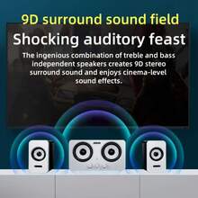 全新专业9D三合一环绕立体声音响/电脑音箱/4扬声器（双低音增强）台式电脑音箱/2.1声道环绕声效果/电脑游戏音箱/多媒体显示音箱 - 独立音量控制 - 查看 10