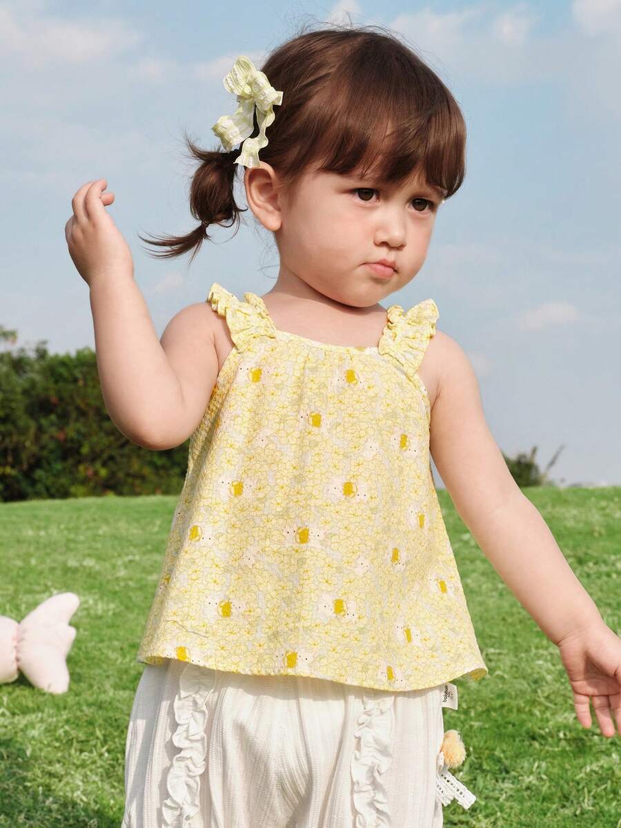 Balabala Áo tank top mùa hè cho bé gái 2026, chất liệu cotton mềm mại, kiểu dáng dễ thương, nhẹ và thoáng khí, thích hợp mặc hàng ngày. - Tông màu vàng tím - Xem 1