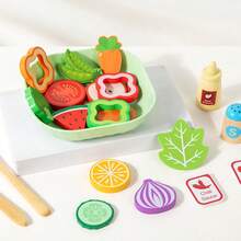 New Baby Realistic Salad Vegetable Pretend Play Food Toy, Children's Early Education Kitchen Playset, Wooden Toy Household Appliances, Birthday & Holiday Gift - Multicolor - View 13