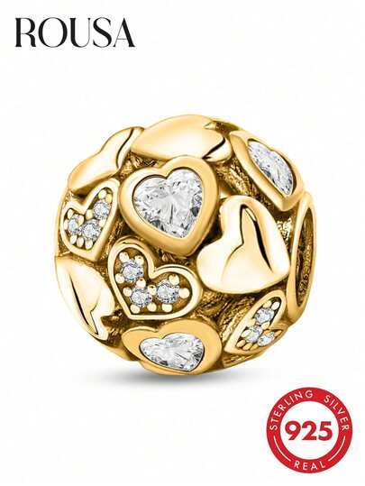 1件925纯银串珠饰品，适合女性DIY手链/手镯，也可作为日常时尚配饰，适合女孩和青少年佩戴。