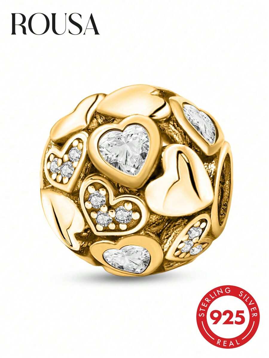 1 pieza Accesorio de cuentas de plata esterlina 925, adecuado para pulsera/brazalete DIY de mujer, también se puede usar como decoración de moda diaria, adecuado para niñas y adolescentes