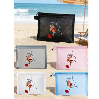 Túi đựng mỹ phẩm lưới đa năng với họa tiết chân dung trừu tượng, túi đựng đồ trang điểm du lịch trong suốt, túi khóa kéo nhẹ thoáng khí để sắp xếp đồ dùng, túi nhỏ đựng bút chì, tiền xu, thẻ tín dụng, sạc điện thoại, hộ chiếu, son môi, phụ kiện du lịch, hộp đựng bút, ví, quà tặng kỳ nghỉ hè cho phụ nữ, bạn bè, đồng nghiệp, quà sinh nhật, Ngày của Mẹ.