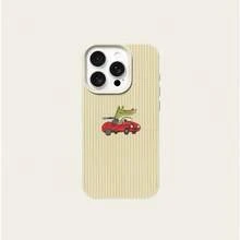1 pièce Étui de téléphone en TPU à motif de crocodile rayé jaune mignon, convenant pour iPhone 17 Pro Max/17/16 Pro Max/15/13/12/11, S20 FE/A15/S24/A55, Note 11/Note 12/Note 13 Pro. Étui de protection souple anti-chute avec couverture complète - Blanc - Voir 5
