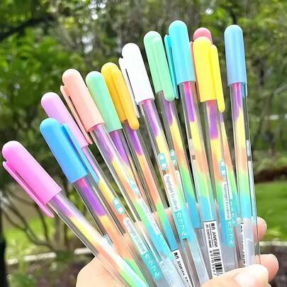 6 chiếc bút bi hoạt hình dễ thương nhiều màu sắc, phấn màu, bút gel cầu vồng, bút vẽ graffiti, đồ trang trí sổ tay.
