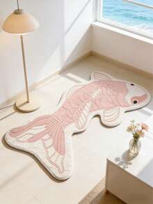 1 件装加厚锦鲤图案毛绒地毯，柔软舒适，适用于卧室、客厅、家居装饰，可水洗 - 碎米 - 查看 3