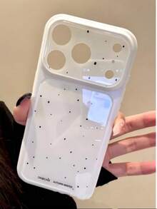 Polka Dot Summer Ins Fresh Yellow Splash Ink Phone Case, Acrylic Protective Cover Compatible With Iphone 17/16 Pro Max/15 New, Minimalist & Stylish - White - View 5