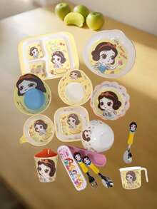 Disney 1件套迪士尼卡通白雪公主密胺餐具，包括盘子、碗、杯子、叉子和勺子，适合家庭聚餐、生日派对，经久耐用 - 彩色 - 查看 10