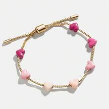 Women's Heart Charm Bracelet - Pastel Pink & Golden-Tone Hearts, Everyday & Valentine's Day Jewelry Gift For Her, Birthday Anniversary Present - Cute Loveheart Chain For S Women, Heart Jewelry, Playful Accessory,  Accessory, Quality Craftsmanship, Durable Clasp, Holiday Accessory, Kawaii Style, Stylish Craftsmanship, Teen Accessories - Kiểu 1 - Xem 4