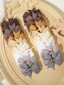 20pcs/Set Multicolor Grosgrain Ribbon Bow Hair Clips, Satin Fabric Non-Damaging Hair Accessories, Sweet Style Suitable For Daily & School Wear - Mixed color - View 11