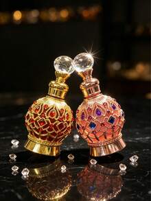 15ml Exquisite Rhinestone-Decorated Enamel Bottle, Mini Refillable Container, Portable Travel/Holiday Personal Care, Perfume & Essential Oil Sample Bottle, Home Decor, Ideal Gift For Girls (Perfume Not Included, Empty Bottle Only) - View 5