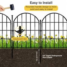 Decorative Garden Fence, Arched No Dig Fence Border, Garden Edging Border, Rustproof Metal Animal Barrier With Ground Stake For Dog, Rabbit, Outdoor Yard Patio Decor - 10pcs Black - View 4