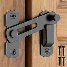 304 Stainless Steel 180 Degree Reversible Sliding Door Lock, Comes With Anti-Theft Safety Latch And Installation Screws. Easy To Install, Durable And Reliable. Suitable For Barn Doors, Garage Doors, Fences And Outdoor Doors. Essential For Home Security. - Multicolor - View 9