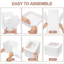 1/5 hộp bánh trong suốt có cửa sổ, kích thước 6"/8"/10"/12", hộp đựng bánh mang đi có nắp đậy, thích hợp làm quà tặng sinh nhật, đám cưới, tiệc lễ, Giáng sinh, Ngày của Mẹ, dùng để đóng gói kẹo, sô cô la, bánh quy, bánh rán, pizza, bánh ngọt, món tráng miệng, dâu tây, bánh macaron, bánh cupcake, bánh bông tuyết, bánh nướng, kẹo truffle, v.v. - Nhiều màu - Xem 12