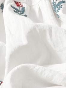 Váy trắng thêu họa tiết Bohemian thanh lịch, giản dị, thích hợp mặc trong các dịp lễ, mặc hàng ngày, du lịch, xuân/hè - trắng - Xem 4