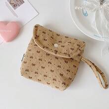 1pc New Corduroy Bow Tie Large Capacity Sanitary Pad Storage Bag, Multi-Functional Feminine Hygiene Pouch, Cosmetic Bag, Mini Toiletry Bag, Suitable For School, Dorm, Commute, Travel, Home, Great Gift For Women & Girls - Multicolor - View 12
