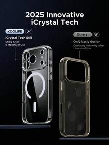 Koolife 1件装防震磁吸Magsafe水晶透明手机壳，兼容 17 Pro Max，春季礼物 - 無色 - 查看 4