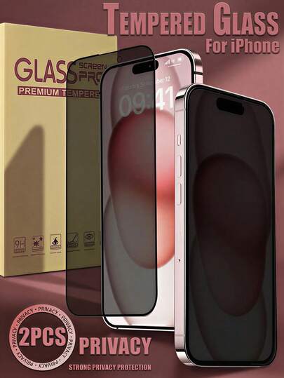 2pcs Black Edge Anti-Peeping Screen Protector, Combining Thin & Smooth Texture, Provides Skin-Friendly Feel, Resists Scratches & Fingerprints, With Daily Water Resistance. Compatible With IPhone 17e/17 Pro Max/17 Pro/17Air/17/16e/16 Pro Max/16 Pro/16 Plus/16/15 Pro Max/15 Pro/15 Plus/15/14/13/12 And Other Models