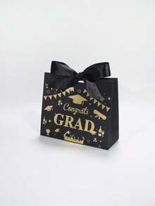5 piezas Cajas de recuerdos para fiesta de graduación con letras "Felicitaciones graduado" y elementos de celebración, cajas de regalo con lazo de cinta para dulces, galletas, pequeños regalos, decoraciones de graduación con gorra, diploma, diseño de pancarta, suministros para fiesta de clase, empaque de papel de colores, fácil de ensamblar - 11,5X4,5X10cm - Ver 13