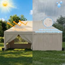 DEVOKO Pop-Up Folding Pavilion, 3 X 3 M, Waterproof, Windproof Sunshade Pavilion For The Garden With Removable Side Panels For UV Protection - Beige - View 4