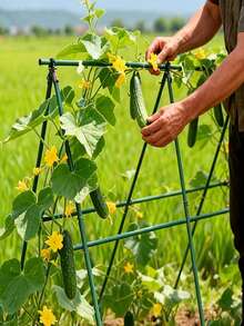1 Set A-Frame Metal & Detachable: Garden Trellis Set, Composed Of 120Cm*40Cm Plant Support Including Connector Accessories, Climbing Net And Plant Support, Climbing Vine Grape Cucumber Frame, Vegetable Support, Courtyard Flower Plant Support Rod - Multicolor - View 10