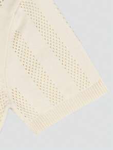 1pc Men's Spring/Summer Short Sleeve Cardigan Sweater, Classic Retro Design, Minimalist Versatile Slim Fit Sports - Apricot - View 5