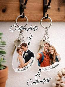 1pc Customized Photo Acrylic Keychain, Ideal Gift For Him/Her, Boyfriend, Girlfriend, Family, Friends - Portrait - View 14